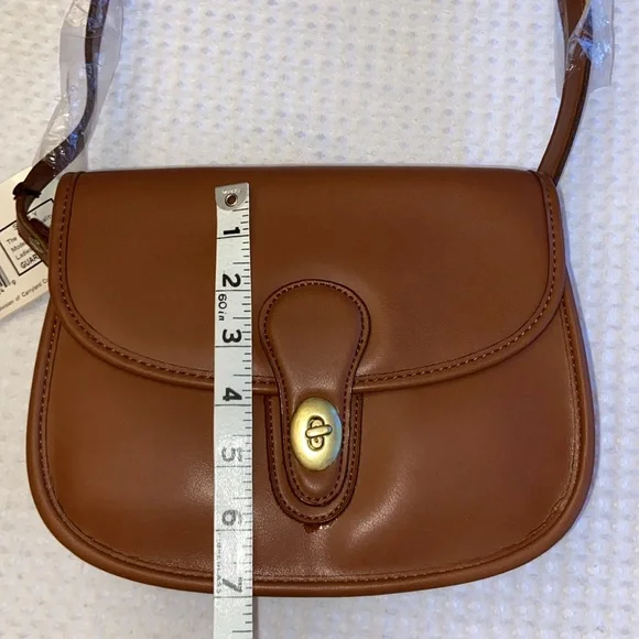 NEW! Vegan Leather Crossbody Purse Bag British Tan Brown - Picture 14 of 17